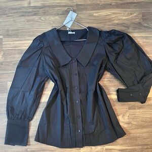 Sophisticated Black Puff Sleeve Blouse